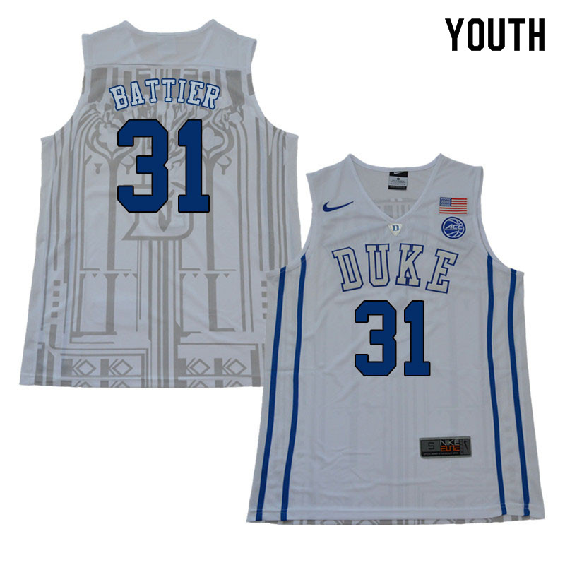 2018 Youth #31 Shane Battier Duke Blue Devils College Basketball Jerseys Sale-White